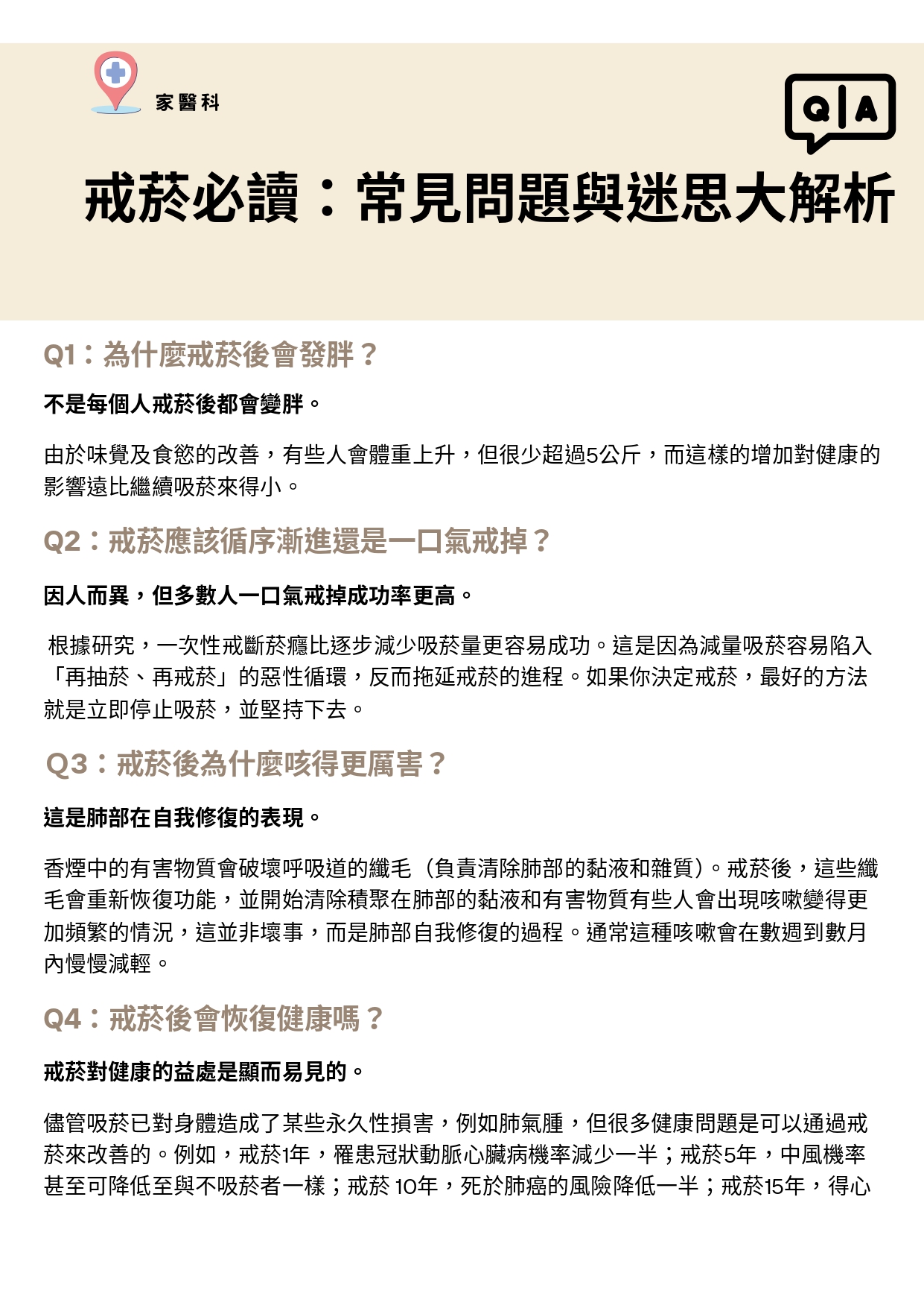 台中長安醫院家醫科衛教 - 戒菸者必讀：常見問題與迷思大解析 (第 1 頁)