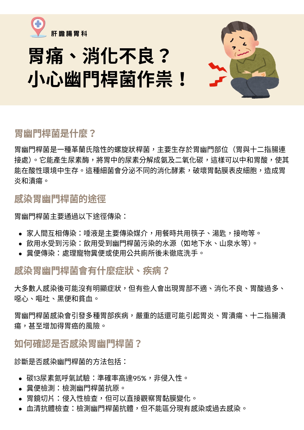 台中長安醫院肝膽腸胃科衛教 - 胃痛、消化不良？小心幽門桿菌作祟！ (第 1 頁)