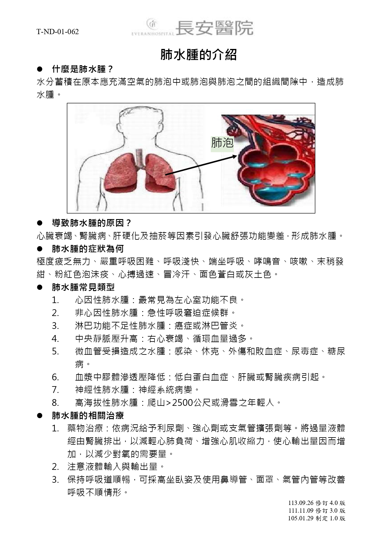 台中長安醫院胸腔內科衛教 - 肺水腫介紹 (第 1 頁)