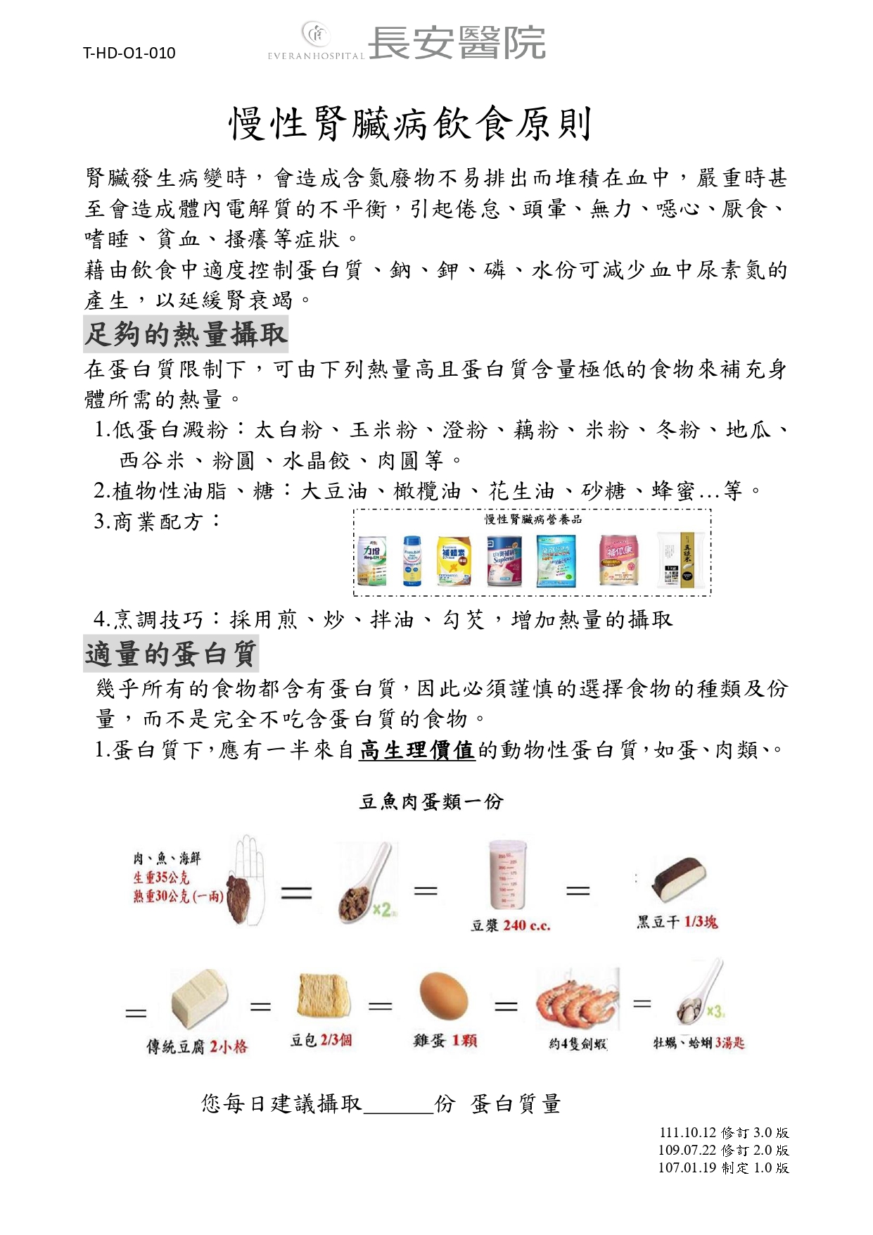台中長安醫院腎臟內科衛教 - 慢性腎臟病飲食 (第 1 頁)