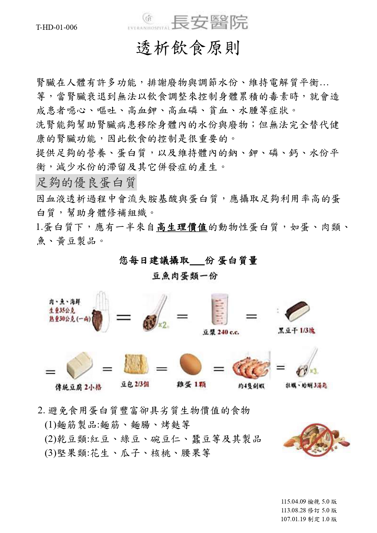 台中長安醫院腎臟內科衛教 - 透析飲食原則 (第 1 頁)
