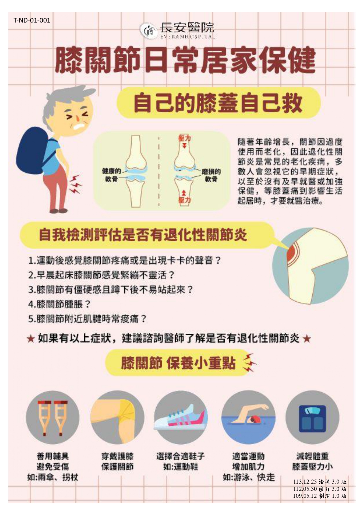 台中長安醫院骨科衛教 - 膝關節日常居家保健 (第 1 頁)