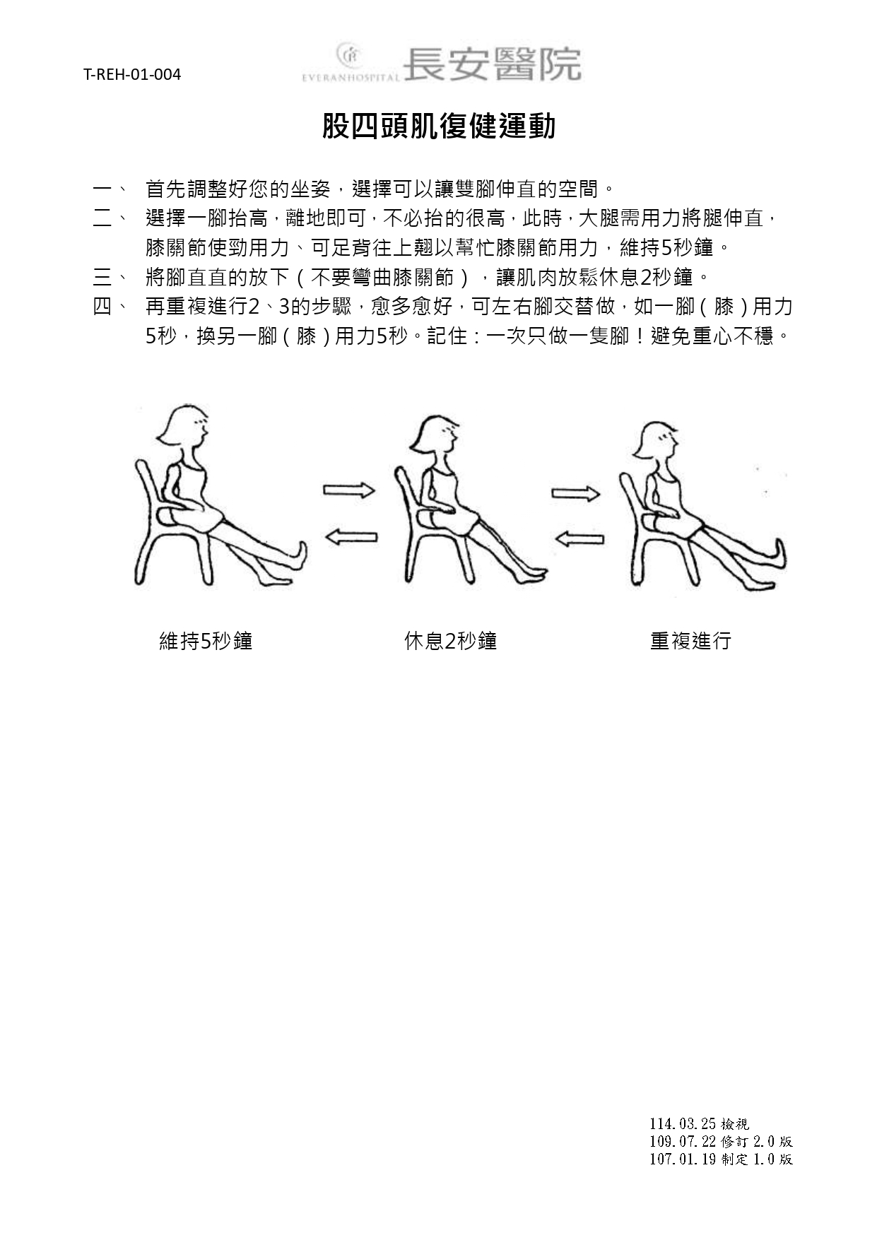 台中長安醫院復健科衛教 - 股四頭肌復健運動 (第 1 頁)