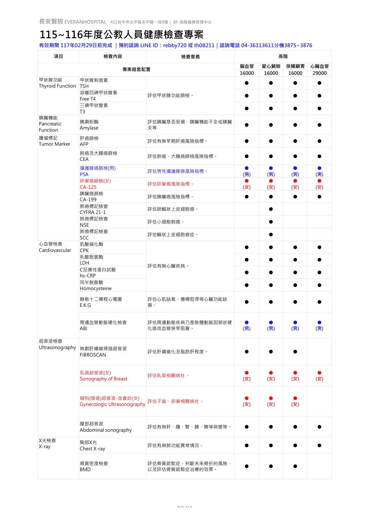 ◆公教人員◆ 健康檢查-高階專案
